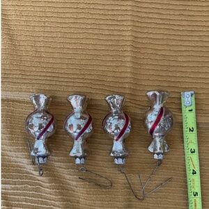 Set of 4 mercury glass candy shape ornaments by magnolia